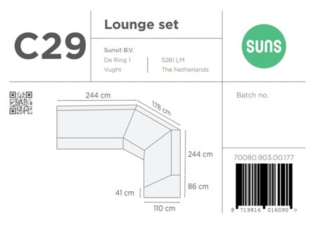SUNS tuinmeubelen Suns | Beschermhoes voor loungeset | Grijs | C29