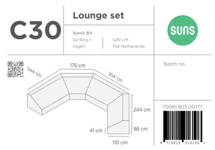 SUNS tuinmeubelen Suns | Beschermhoes voor loungeset | Grijs | C30