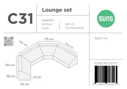 SUNS tuinmeubelen Suns | Beschermhoes voor loungeset | Grijs | C31