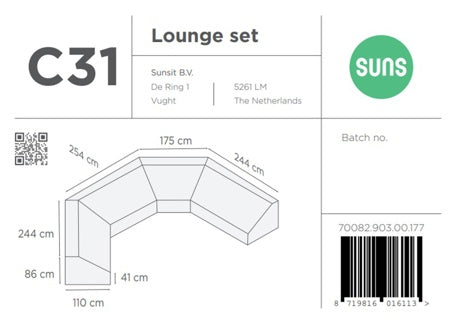 SUNS tuinmeubelen Suns | Beschermhoes voor loungeset | Grijs | C31