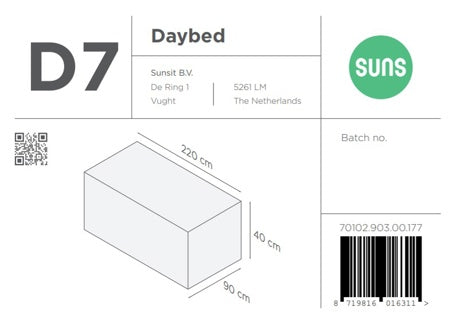 SUNS tuinmeubelen Suns | Beschermhoes voor Lucia daybed | Grijs | D7