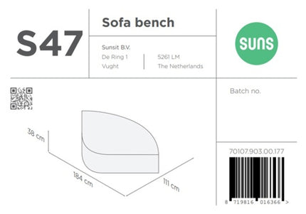 SUNS tuinmeubelen Suns | Beschermhoesset voor Rounded Daybed | Grijs | S46-S47