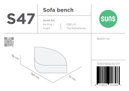 SUNS tuinmeubelen Suns | Beschermhoesset voor Rounded Daybed | Grijs | S46-S47