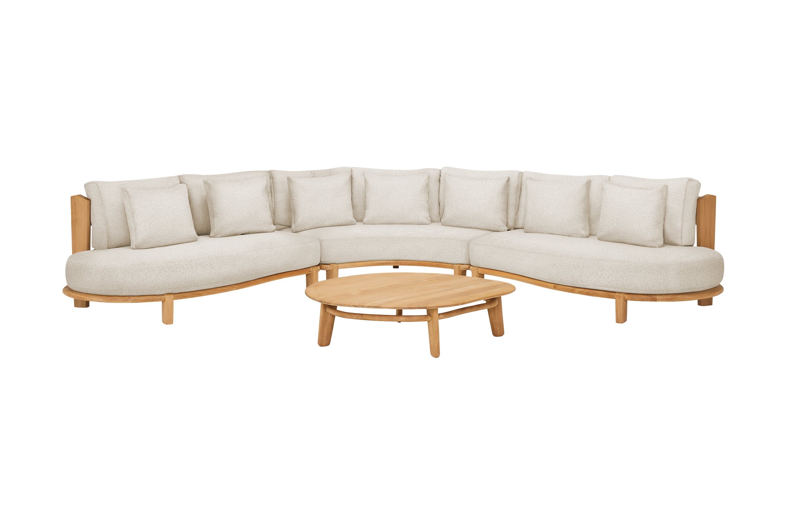 Teak met Beachy Boucle Kussens