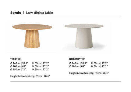 SUNS tuinmeubelen Suns | Sorolo | Lage Ronde Diner Tafel |