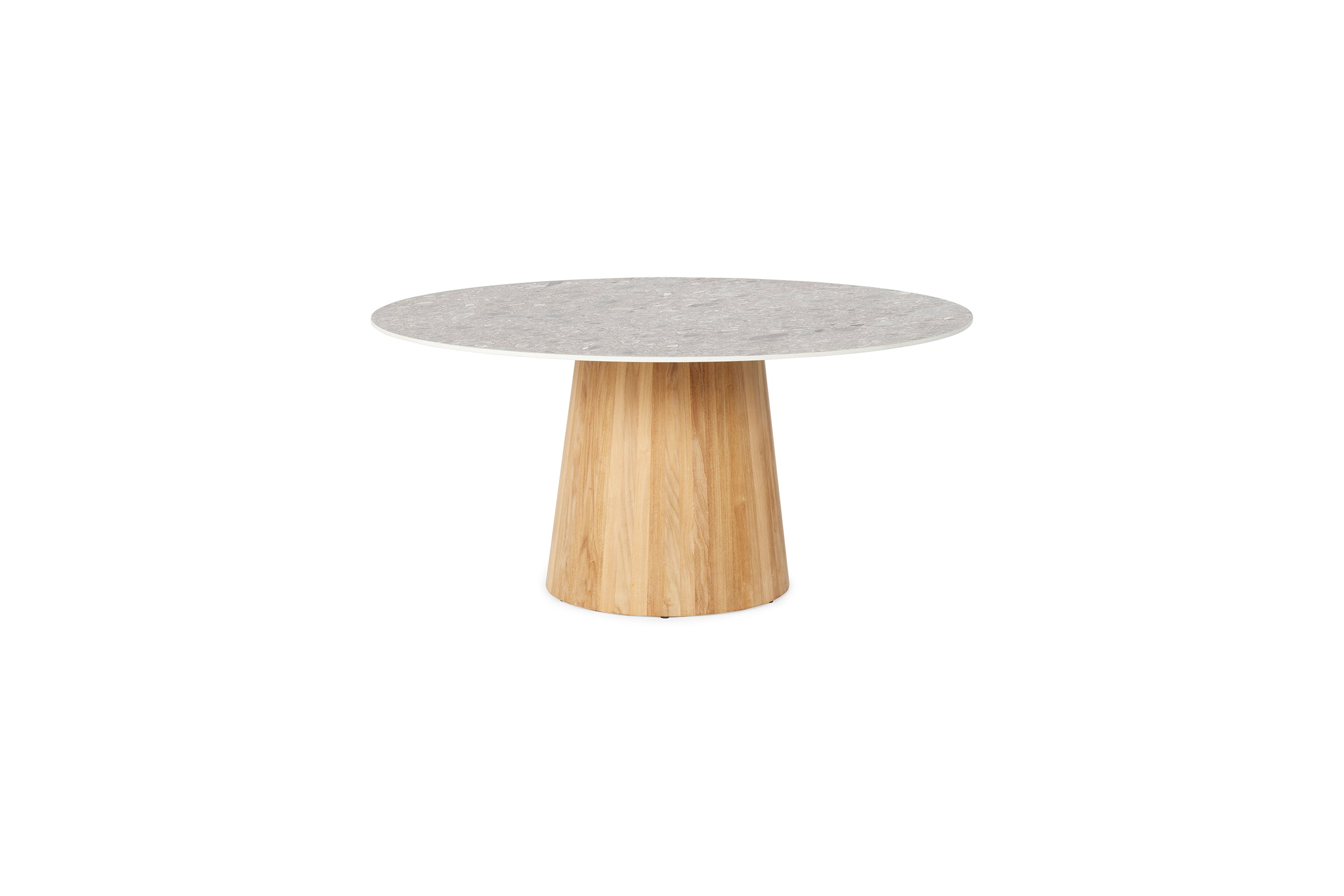 Teak / Neolith® terrazzo light grey / Ø 90cm