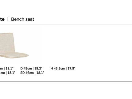 SUNS tuinmeubelen Suns | Viëste | Losse tuinbank zitting