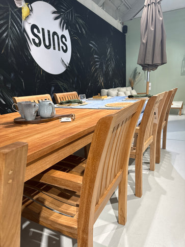 Wolfwood tuinmeubelen James 350 x 100cm met 8 comfort stoelen DEMO