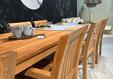 Wolfwood tuinmeubelen James tuinset 350 x 100 cm met 8 Comfort stoelen