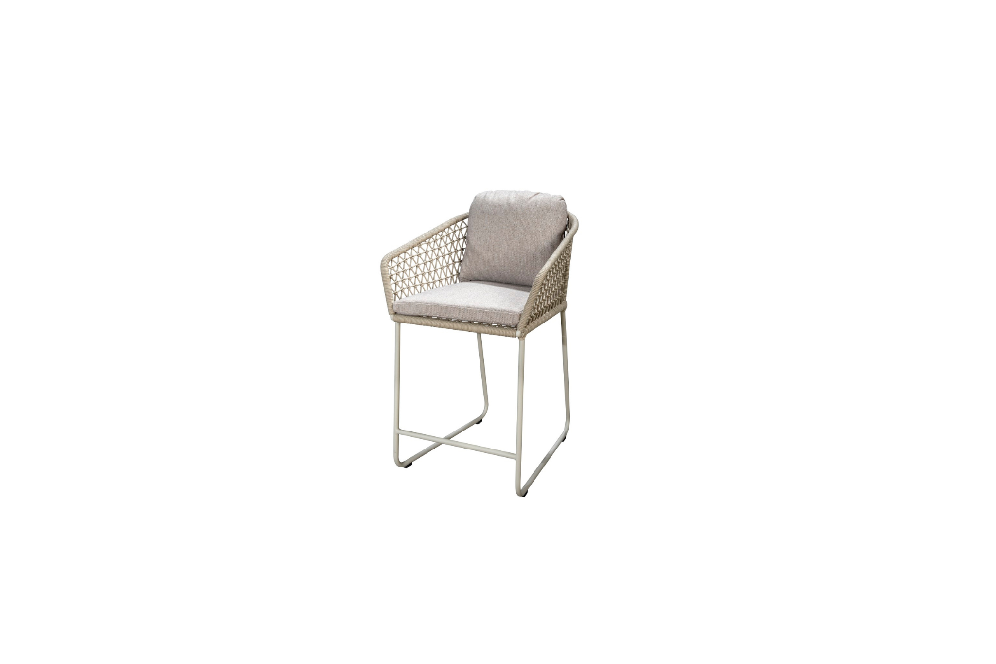 Frame in aluminium salix met salix touw en kussens in linnen beige