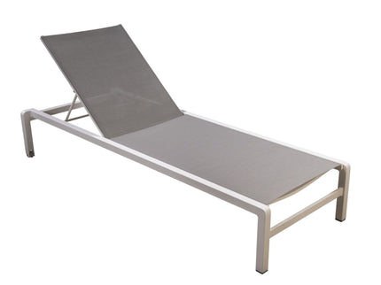 YOI Hokan stackable lounger alu white/light grey textilene