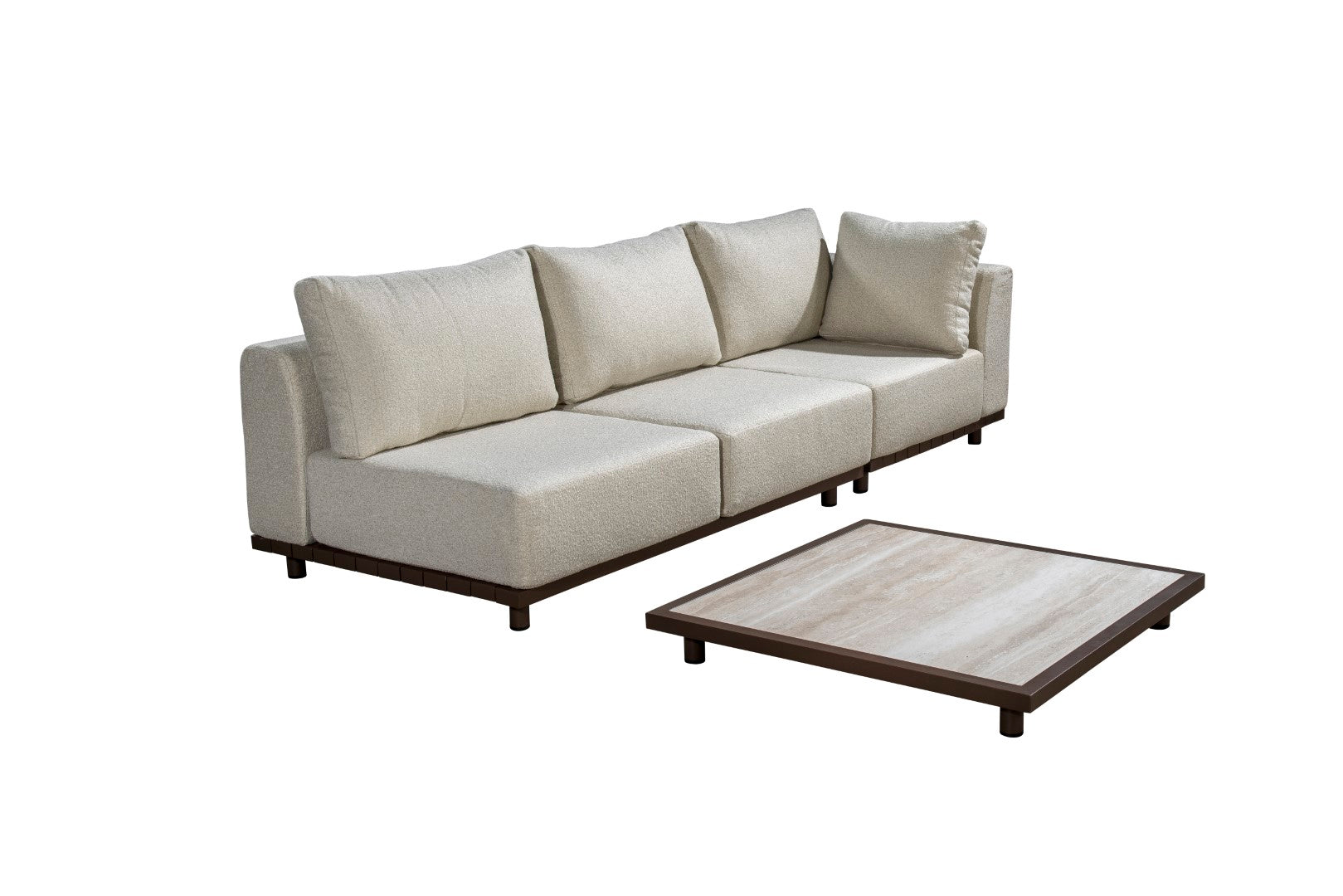 Bronze | Wool White / Met Salon Tafel & Zonder Side Table / Links