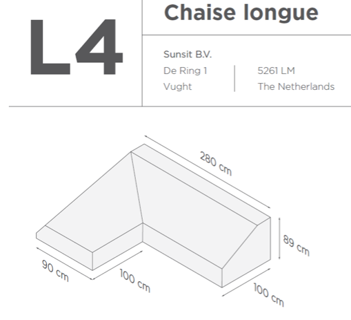 Suns | Beschermhoes voor 2-zits incl. chaise longue | Grijs | L4-L8