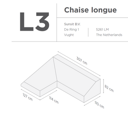 Suns | Beschermhoes voor 2-zits incl. chaise longue | Grijs | L3-L7
