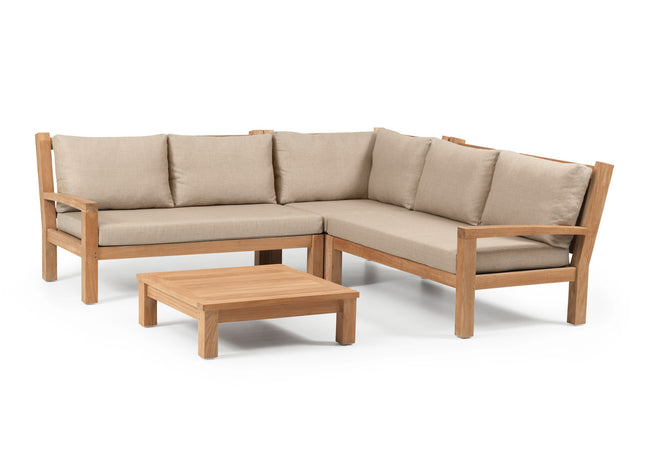 Garden Teak tuinmeubelen St. Tropez Loungeset | Hoekopstelling Klein