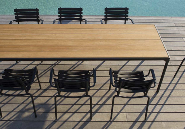 HOUE tuinmeubelen Four tuintafel | 160 x 90 | GRIJS frame & bamboo blad (NIEUW IN DOOS)