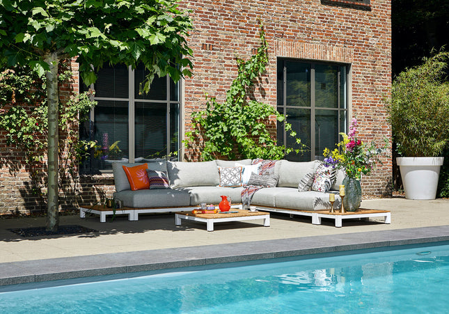 SUNS tuinmeubelen Evora Loungeset | Mat Wit  | Kleine hoekopstelling | opstelling 1