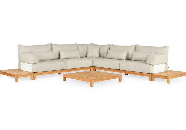 SUNS tuinmeubelen Loungeset Portofino | Kleine Hoekopstelling | Mat wit rugplaat