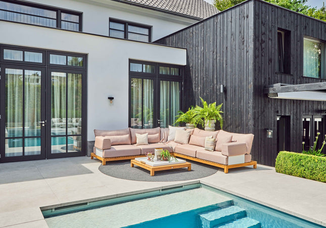 SUNS tuinmeubelen Loungeset Portofino | Kleine Hoekopstelling | Mat wit rugplaat