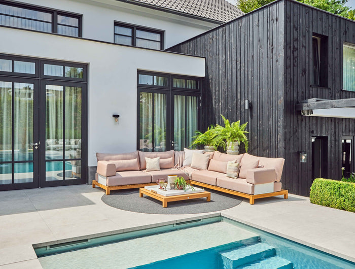 SUNS tuinmeubelen Loungeset Portofino | Kleine Hoekopstelling | Mat wit rugplaat
