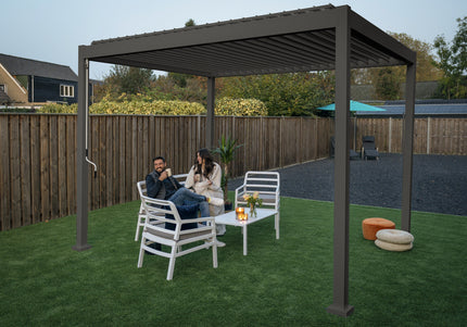 SUNS tuinmeubelen Rota | Terrasoverkapping | Mat Grijs | 360x360x250cm