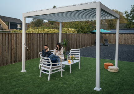 SUNS tuinmeubelen Rota | Terrasoverkapping | Mat Wit | 360x600x250cm