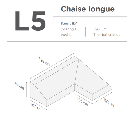 SUNS tuinmeubelen Suns | Beschermhoes voor 2-zits incl. chaise longue | Grijs | L1 -L5