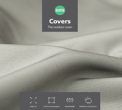 SUNS tuinmeubelen Suns | Beschermhoes voor 2-zits incl. chaise longue | Grijs | L1 -L5