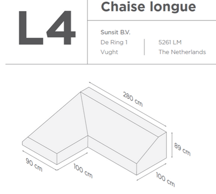 SUNS tuinmeubelen Suns | Beschermhoes voor 2-zits incl. chaise longue | Grijs | L4-L8