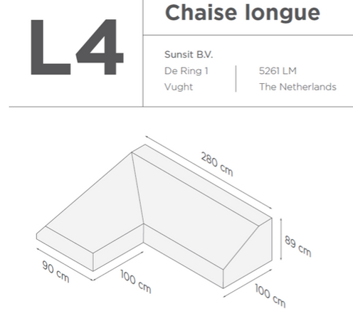 SUNS tuinmeubelen Suns | Beschermhoes voor 2-zits incl. chaise longue | Grijs | L4-L8