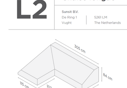 SUNS tuinmeubelen Suns | Beschermhoes voor 2-zits incl. chaise longue | Grijs | L2-L6