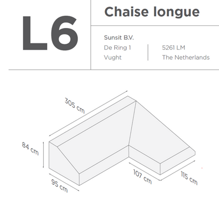 SUNS tuinmeubelen Suns | Beschermhoes voor 2-zits incl. chaise longue | Grijs | L2-L6