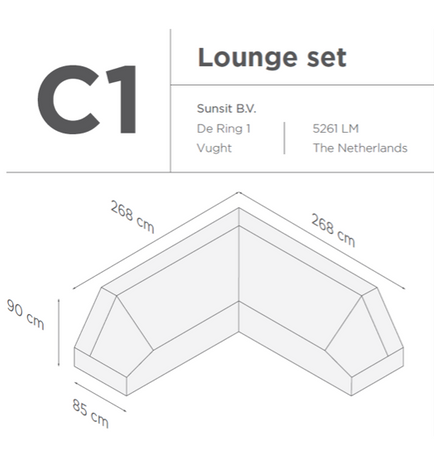 SUNS tuinmeubelen Suns |  Beschermhoes voor loungeset | Grijs | C1