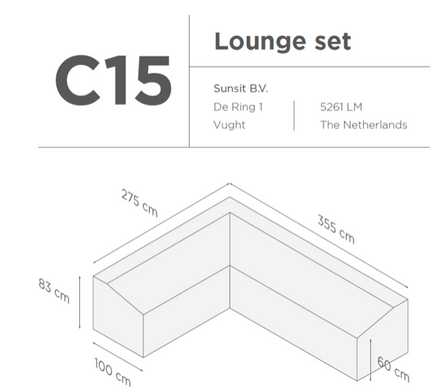 SUNS tuinmeubelen Suns |  Beschermhoes voor loungeset | Grijs | C15