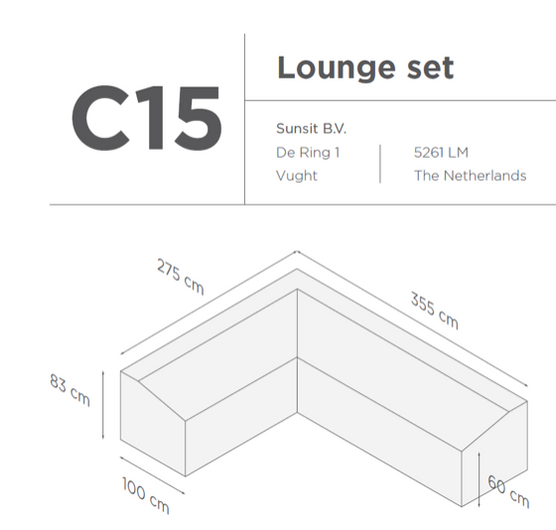 SUNS tuinmeubelen Suns |  Beschermhoes voor loungeset | Grijs | C15