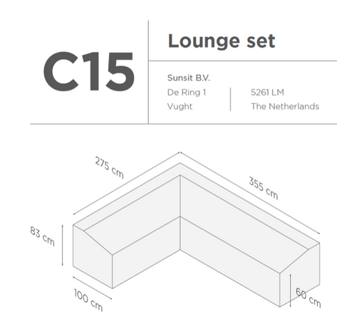 SUNS tuinmeubelen Suns |  Beschermhoes voor loungeset | Grijs | C15