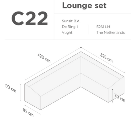 SUNS tuinmeubelen Suns |  Beschermhoes voor loungeset | Grijs | C22