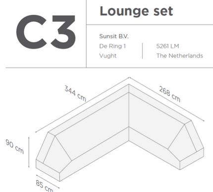 SUNS tuinmeubelen Suns |  Beschermhoes voor loungeset | Grijs | C3