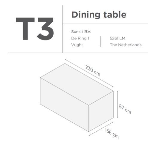 SUNS tuinmeubelen Suns | Beschermhoes voor Tuinset | T1-T2-T3-T7-T9