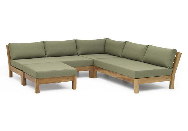 Wolfwood tuinmeubelen Coffee Bay Loungeset | kleine hoekopstelling met hocker