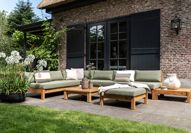 Wolfwood tuinmeubelen Coffee Bay Loungeset | kleine hoekopstelling met hocker