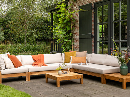 Wolfwood tuinmeubelen Coffee Bay Loungeset | kleine hoekopstelling met hocker