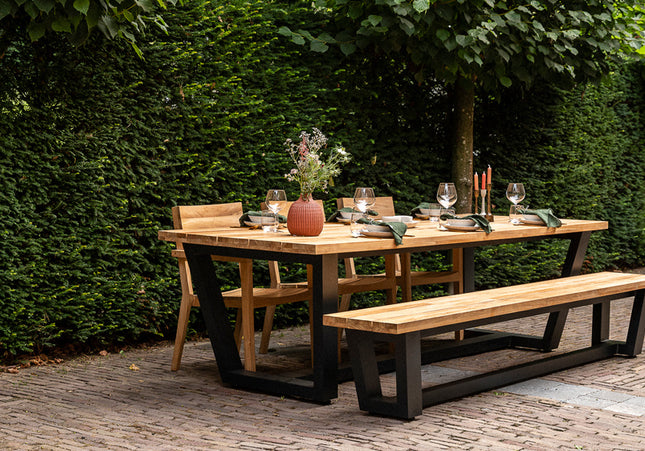 Wolfwood tuinmeubelen George tuinbank | teakhout & aluminium | 280 cm