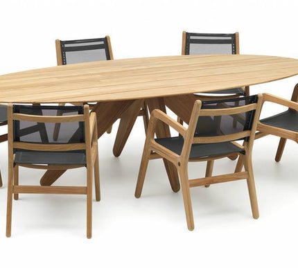 Wolfwood tuinmeubelen Tuinset | Durban tuintafel 280 cm met 6 Norden tuinstoelen