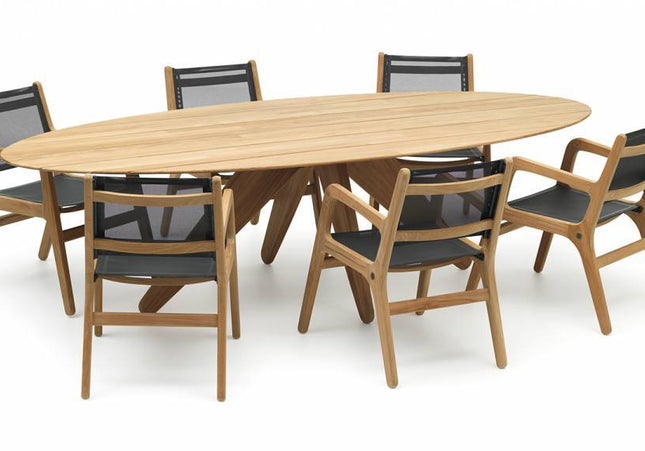 Wolfwood tuinmeubelen Tuinset | Durban tuintafel 280 cm met 6 Norden tuinstoelen